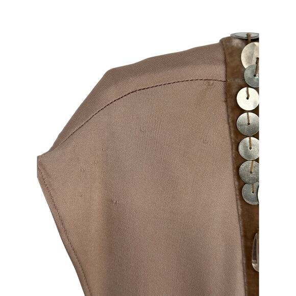 Nanette Lepore Silk & Velvet Mini Dress Sheath Cream Beige Embellished Size 4 - Picture 6 of 11